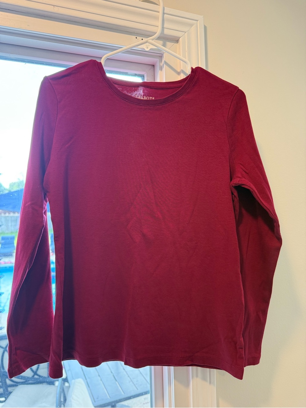 Talbots Ribbed Crewneck Tee - Deep Wine